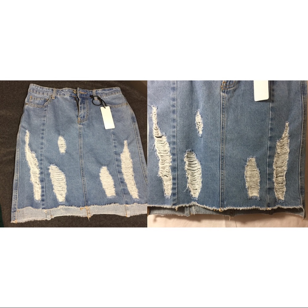 Free Heart Denim distress skirt